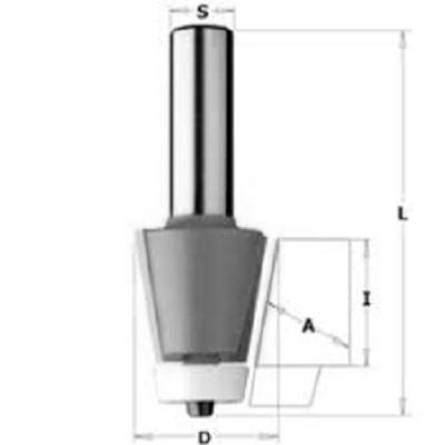 Fresa para biselar para Solid Surface A15º D31,7 I22,2 L72 S12 Coj. Nylon