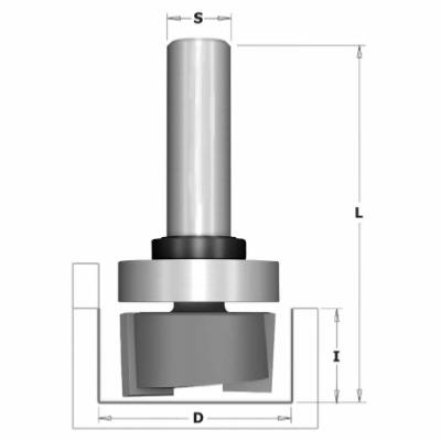 Fresa para ranurar en proceso integracion en Solid Surface D19 I9,5 L57 S12,7 Coj. Metal