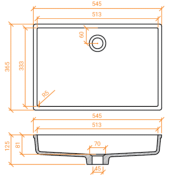 Lavabo solid surface Betacryl R5 51 X 33 X 8 cm Classic White