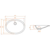 Lavabo solid surface Betacryl oval 42 X 30 X 7 cm int. Classic White